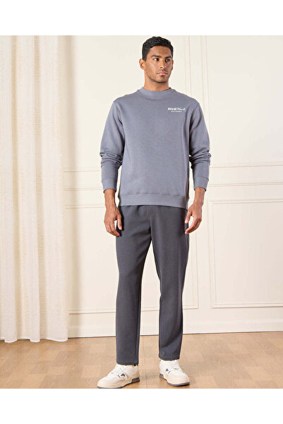 REDTAG Men Blue Graphic Crew Neck Sweatshirt