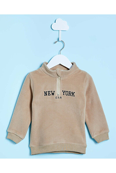 REDTAG Infant Boys Beige Hooded Sweatshirt