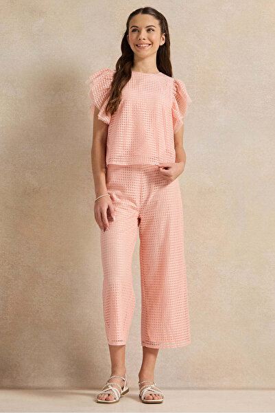REDTAG Senior Girls Peach Jacquard Culottes