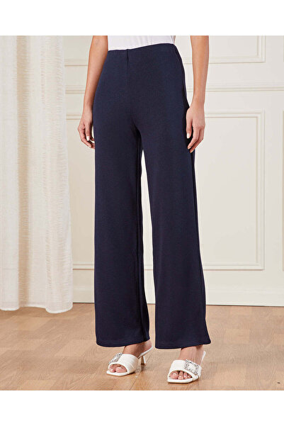 REDTAG Women Navy Wide Leg Trousers