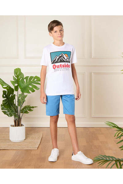 REDTAG Senior Boys Blue Shorts