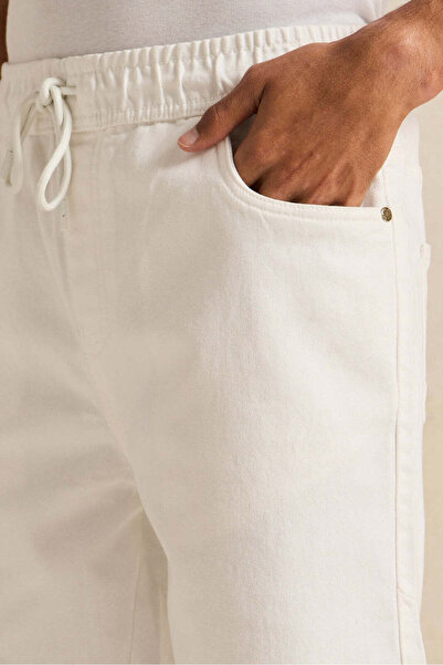 REDTAG Men White Basic Denim Shorts