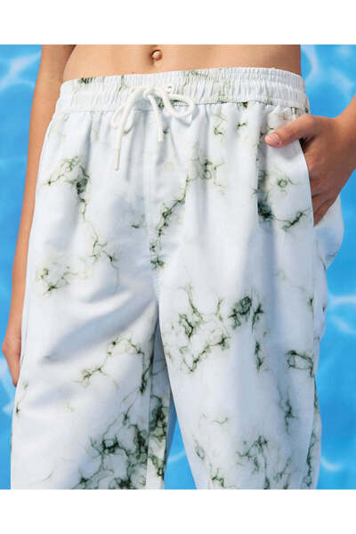 REDTAG Senior Boys White Printed Swim Shorts