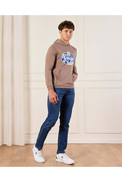 REDTAG Senior Boys Brown Garage Table Hooded Sweatshirt