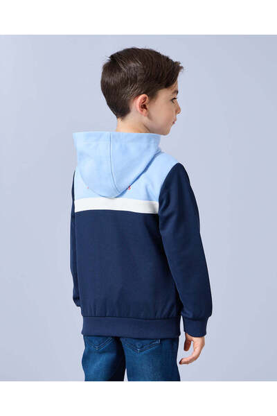 REDTAG Boys Blue Hooded Sweatshirt