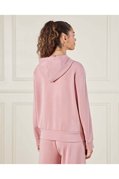 REDTAG Senior Girls Apricot Zipper Front Scuba Hooded Sweatshirts