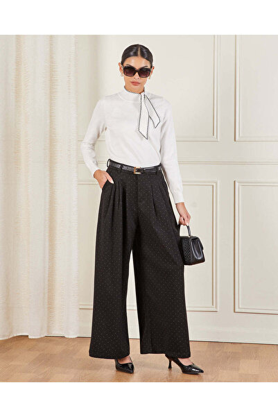 REDTAG Women Black Wide Leg Trouser