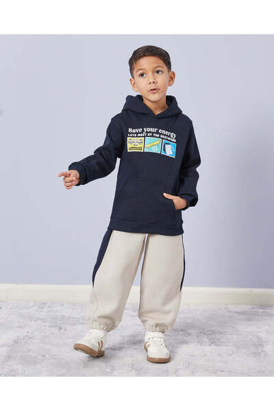 REDTAG Boys Navy Skate Hooded Sweatshirt