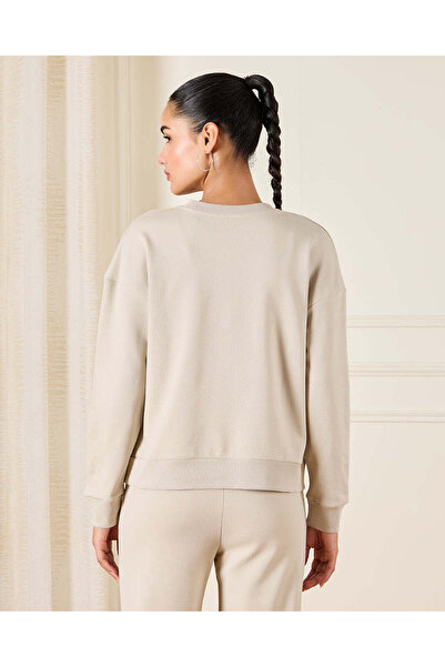 REDTAG Women Beige Basic Active Sweatshirt