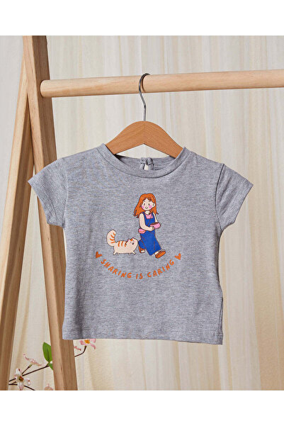 REDTAG Infant Girls Grey Print Pyjama Set (2 Piece)