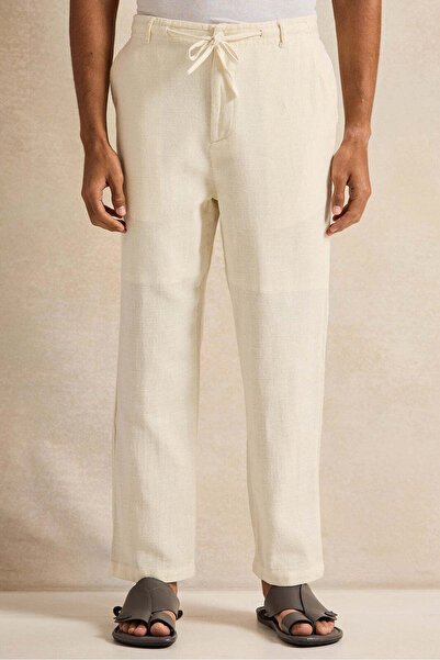 REDTAG Men Beige Solid Trousers