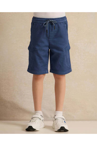 REDTAG Boys Blue Denim Cargo Shorts