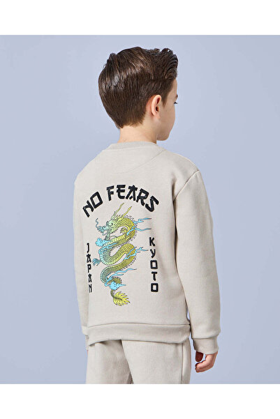 REDTAG Boys Ecru Embroidered Sweatshirt