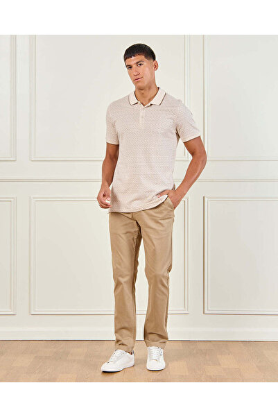 REDTAG Men Beige Satin Slim Fit Chino