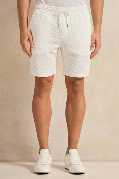REDTAG Men White Jacquard Active Shorts