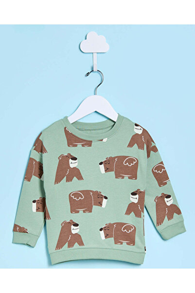 REDTAG Infant Boys Green Printed Sweatshirt