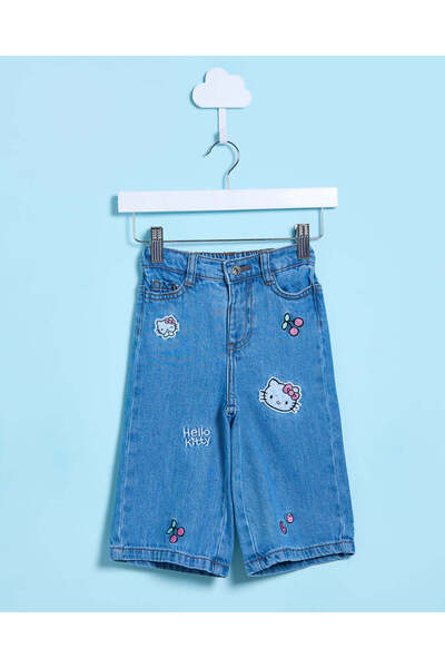 REDTAG بنطلون جينز أزرق أرجل واسعة هالو كيتي للبنات