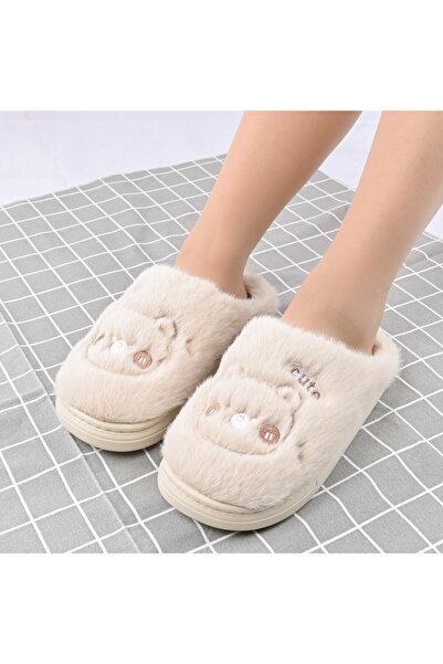 Tmall Women's fluffy slippers,with Teddy Bear,With Furry,TM1PD1067,Beige