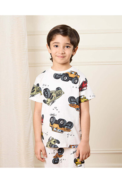 REDTAG Boys Ivory Printed Pyjama Set (2 Piece)