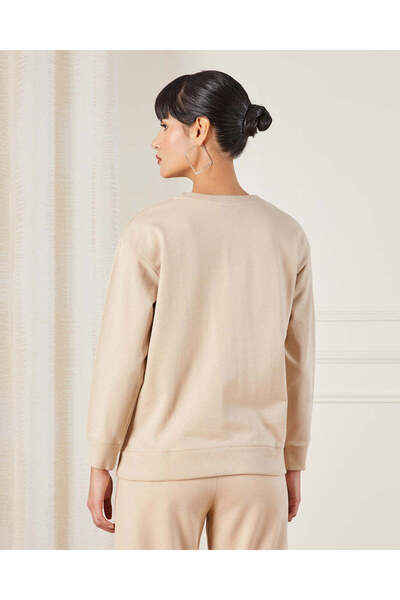 REDTAG Women Beige Plain Active Sweatshirt