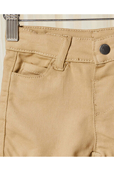 REDTAG Infant Boys Beige Solid Denim Shorts