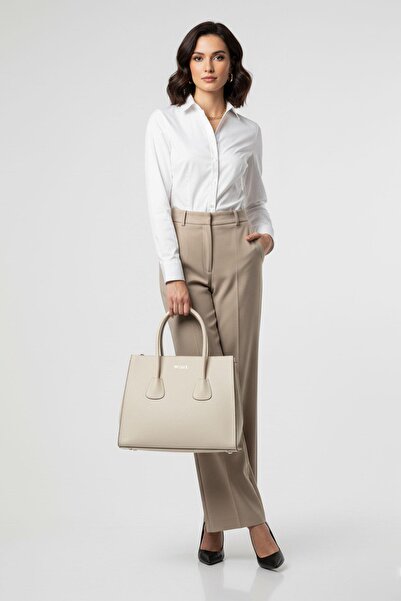 Deriderim Cream Colored Classic Women's Hand and Shoulder Bag