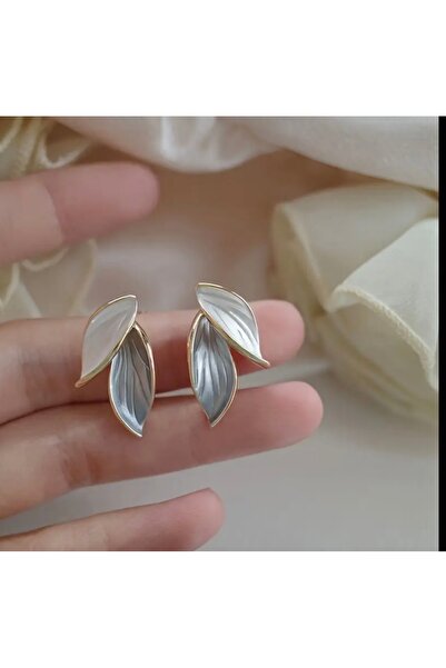 deluxe takı ve giyim Stylish Elegant Leaf Pattern Earrings Allergy-Free Steel