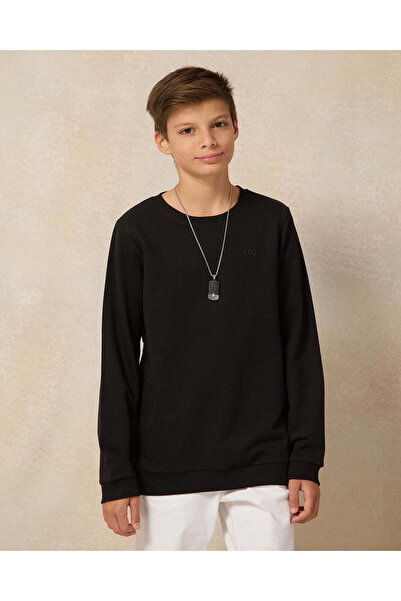 REDTAG Senior Boys Black T-Shirt