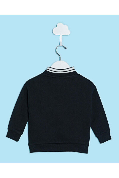 REDTAG Infant Boys Black Embroidered Pullover Sweatshirt