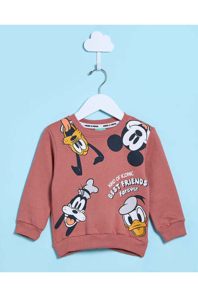 REDTAG Infant Boys Rust Mickey And Friends Sweatshirt