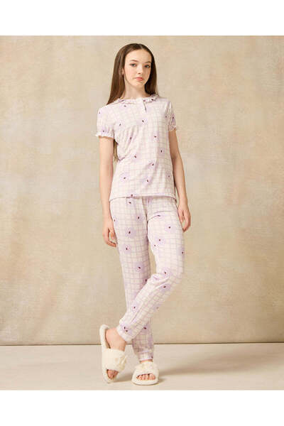 REDTAG Senior Girls White Allover Print Pyjama Set (2 Piece)