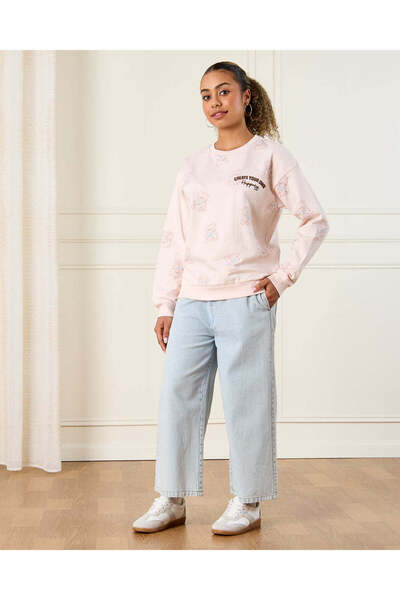 REDTAG Senior Girls Beige Drop Shoulder Sweatshirt