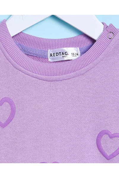 REDTAG Infant Girls Purple Printed Sweatshirt