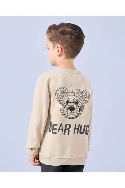 REDTAG Boys Beige Bear Print Sweatshirt