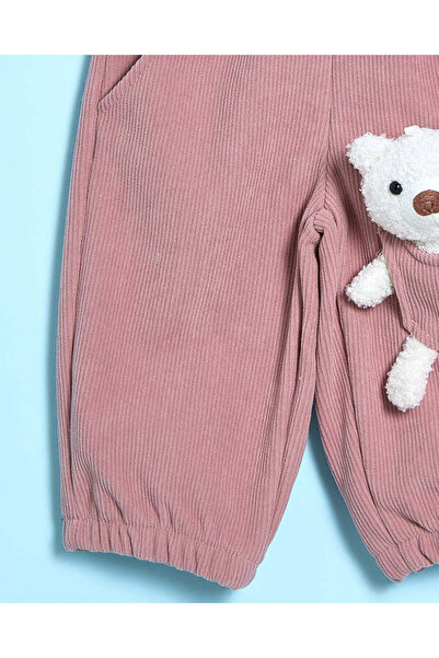 REDTAG Infant Girls Mauve Teddy Embellished Trousers