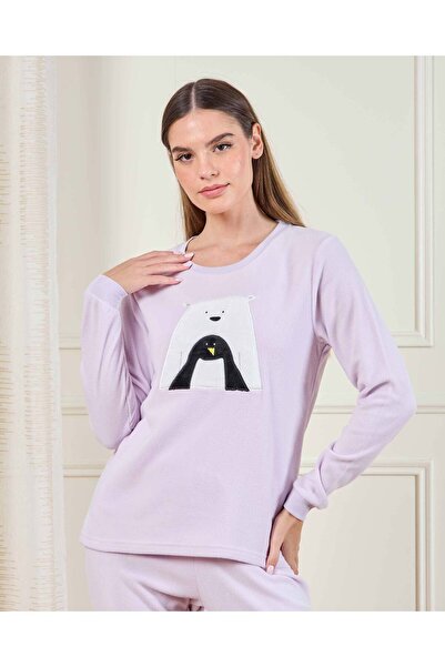 REDTAG Women Lilac Penguin Print Pyjama Set (2 Piece)
