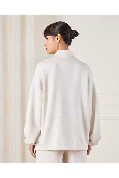 REDTAG Women White High Neck Active Sweatshirt