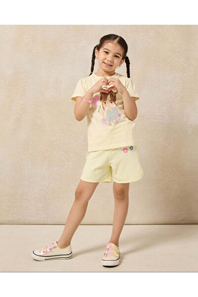 REDTAG Girls Yellow Printed Shorts