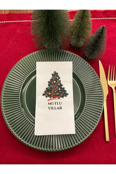 kidspartim شجرة عيد الميلاد، مفرش عيد ميلاد سعيد مطبوع، أبيض، 12 قطعة