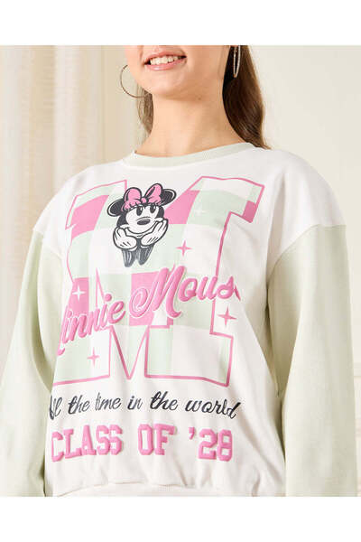 REDTAG Senior Girls White Minnie Printed Sweatshirt