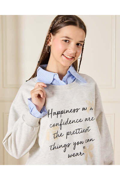 REDTAG Senior Girls Beige Twofer Sweatshirt