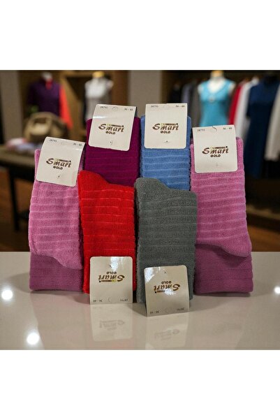 zhrcollection Women Towel Socks Soft Towel Mixed Color 6 Pairs Winter Socks Thick Socks (Pink,Purple,Blue,Grey)
