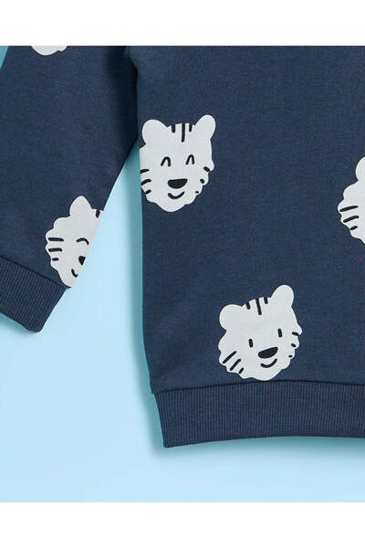 REDTAG Infant Boys Navy Printed Sweatshirt