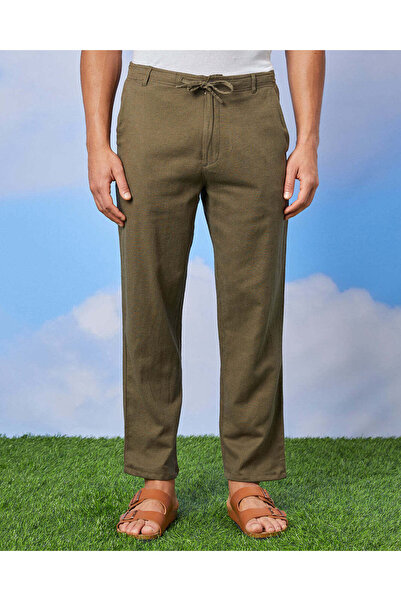 REDTAG Men Green Relax Fit Trousers