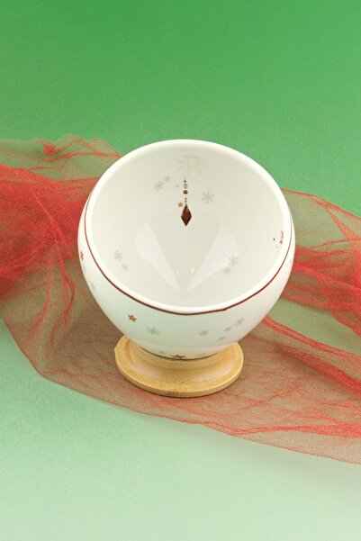 Bursa Porselen Dekor Christmas Carol Porcelain Bowl with Bamboo Stand