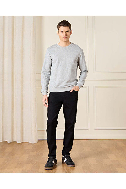 REDTAG Men Grey Plain Sweatshirt