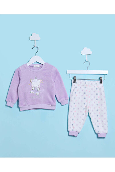 REDTAG Infant Girls Ivory Fleece Pyjama Set (2 Piece)