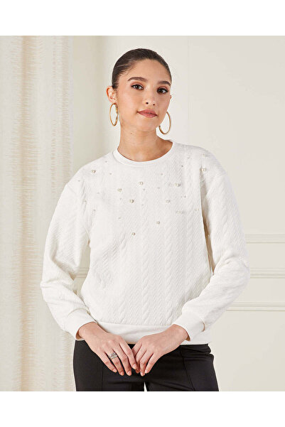 REDTAG سويت شيرت نسائي مزين باللون العاجي