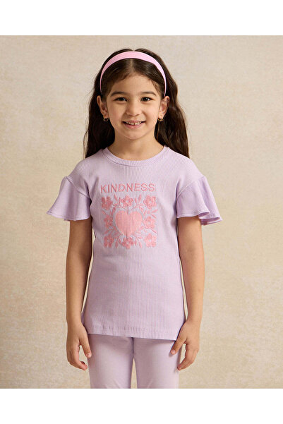 REDTAG Girls Lilac T-Shirt And Legging Set (2 Piece)