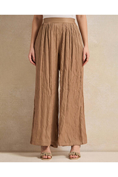 REDTAG Women Bronze Shimmer Crinkled Trousers